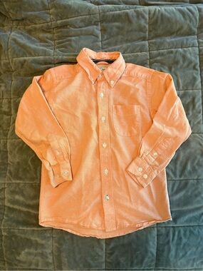 Place Peach Button-Up Shirt with Navy Trim
